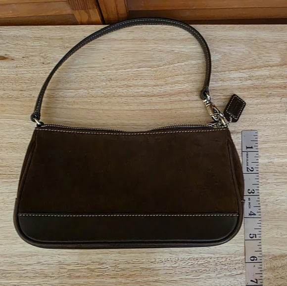 Vintage Coach Hampton Demi Baguette Brown Suede And Leather Shoulder Bag - Picture 16 of 16